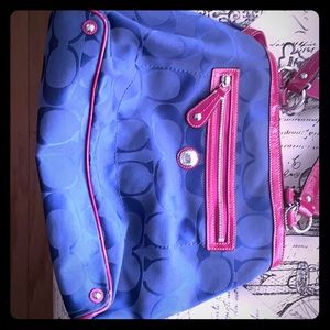 Coach Laura Bag in Navy and fuschia